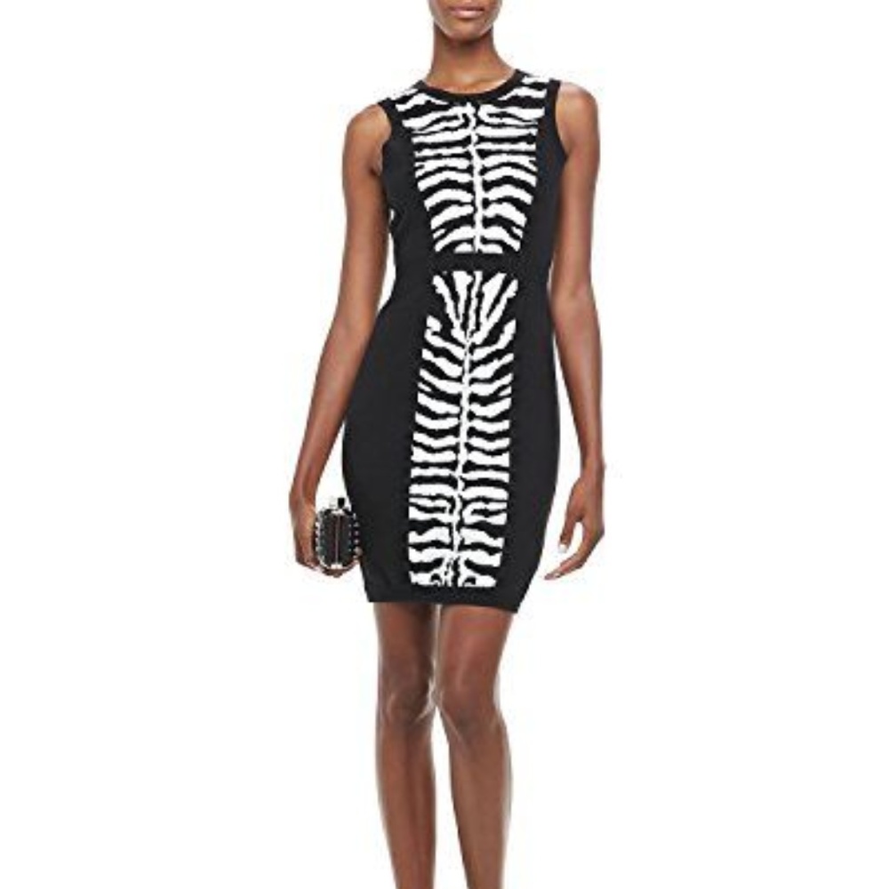 New MILLY Zebra Panel Sleeveless Sweater Dress
